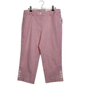 NWT Talbots Simply Flattering Skimmer Pink Gingham Capris Sz 8P